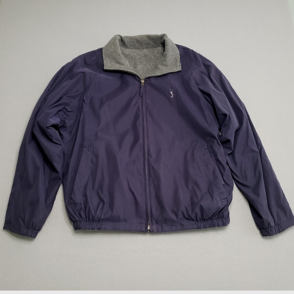 PGA‎ Tour Mens Signature Collection Reversible Jacket L Navy Zip Fleece Lined